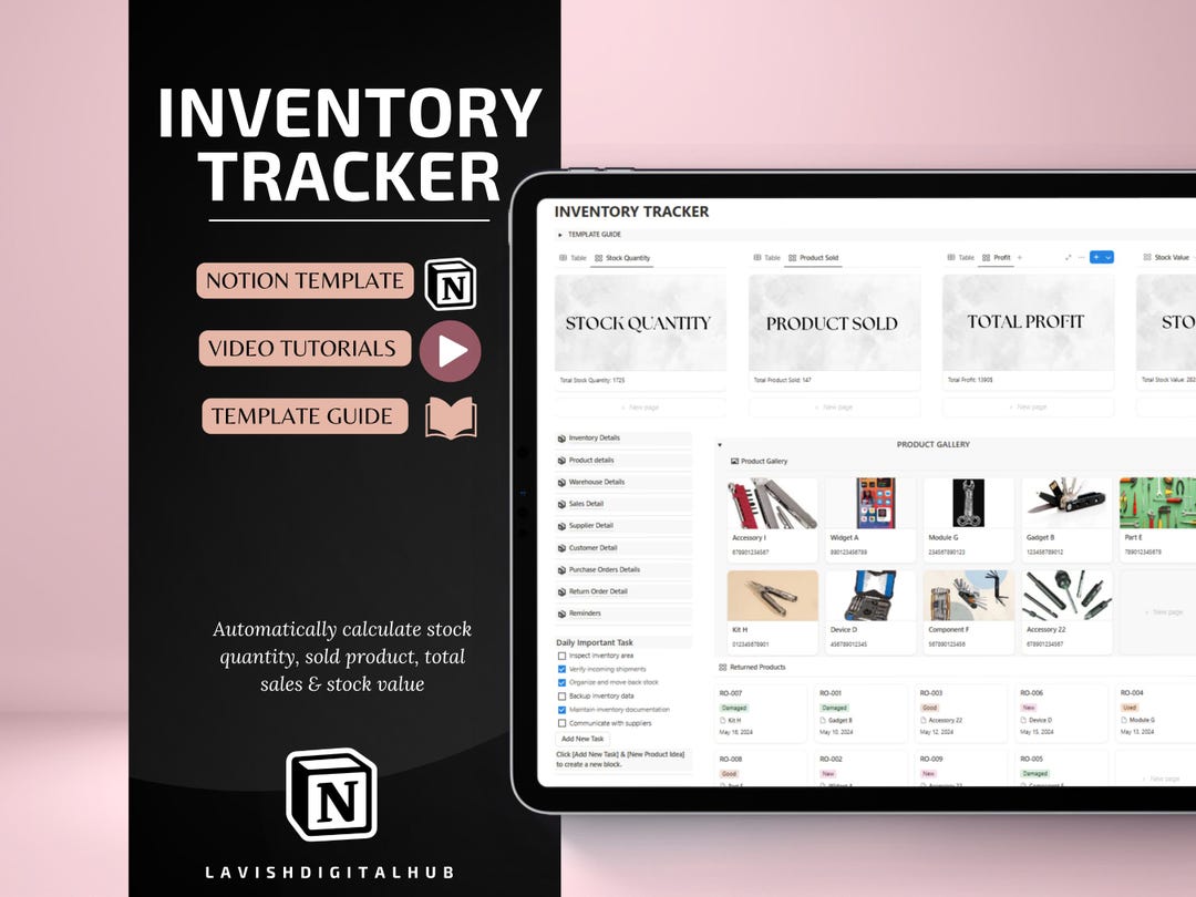 Inventory Tracker Notion Template, Client Tracker, Sales & Expense ...