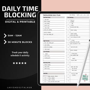 Timeboxing Planner for Daily Schedule, Productivity and Time Management, Aesthetic To-Do List Template, Time blocking Planner Printable