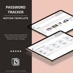 Password Tracker Notion Template, Password Book, Password Keeper, Password Manager, Password Log, Password journal, Password List, Notion