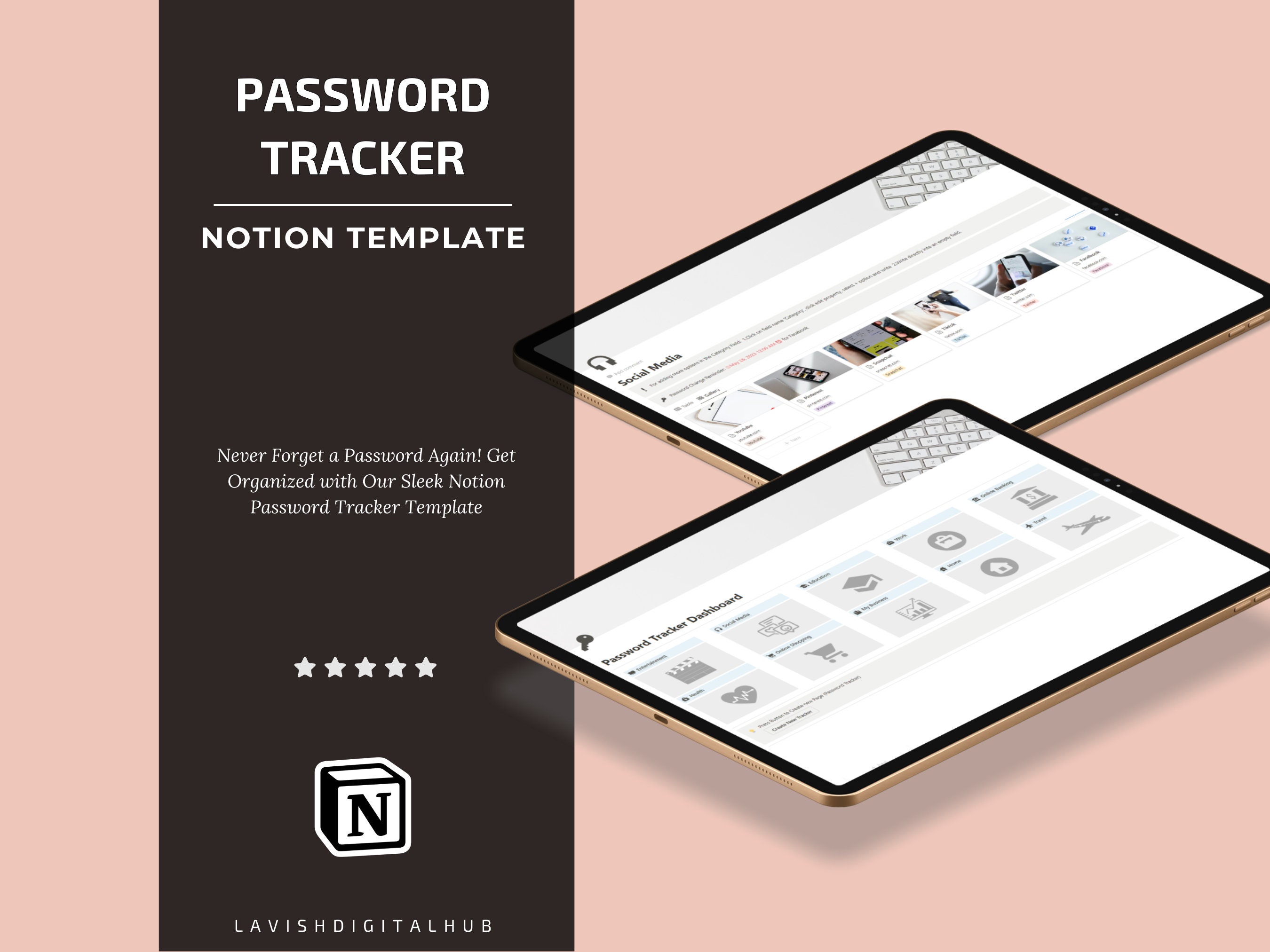 Password Tracker Notion Template, Password Book, Password Keeper, Password Manager, Password Log, Password journal, Password List, Notion