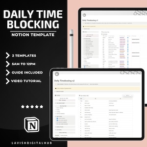 Timeboxing Planner for Daily Schedule, Productivity and Time Management with Notion Dashboard, Aesthetic To-Do List Template, Time blocking