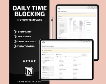 Timeboxing Planer für Tagesablauf, Produktivität und Zeitmanagement mit Notion Dashboard, Aesthetic To-Do List Template, Time-Blocking