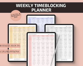 Timeboxing Planner for Weekly Schedule, Productivity, Time Management, Weekly Hourly To-Do List, Time blocking, Template for iPad & Android