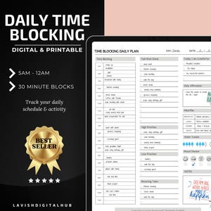 Timeboxing Planner dla codziennego harmonogramu, produktywności, zarządzania czasem, szablon listy codziennych zadań, blokowanie czasu, szablon dla iPada i Androida