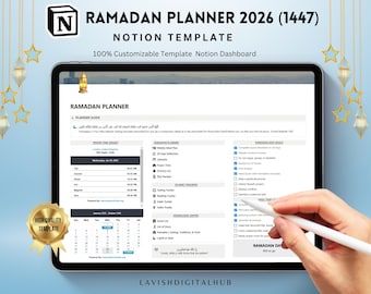 Ramadan Planner Notion Template, Salat Tracker Ramadhan 2026, The Ramadan Islamic Digital Journal via Notion, Islamic Muslim Notion Planner