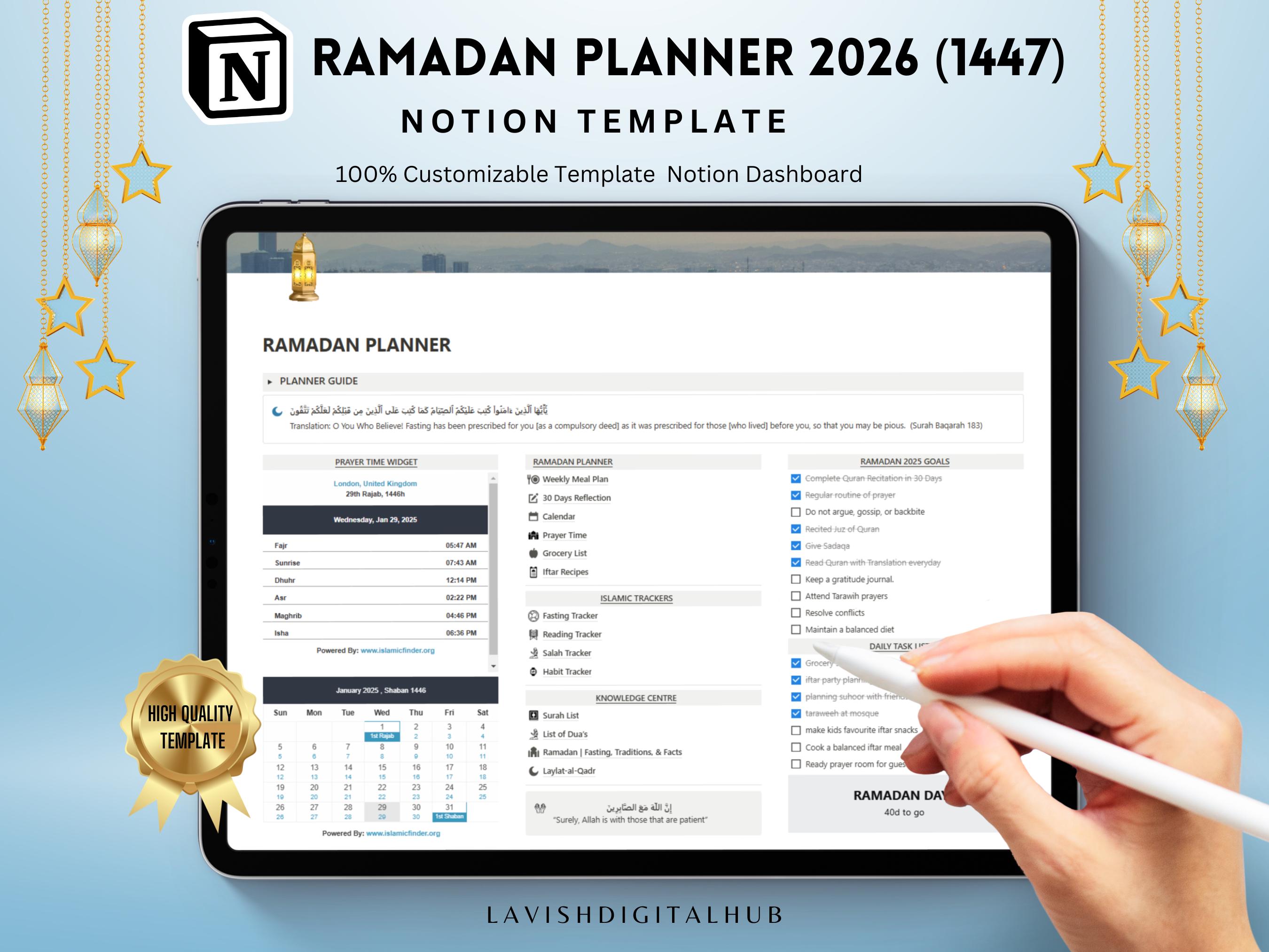 Ramadan Planner Notion Template, Salat Tracker Ramadhan 2026, the ...