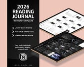 Digital Reading Journal Notion Template, Digital Reading Planner Notion, Book tracker, Book log, Notion Reading tracker,Book review template