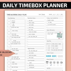Timeboxing Planner for Daily Schedule, Productivity, Time Management, Daily To-Do List Template, Time blocking, Template for iPad & Android