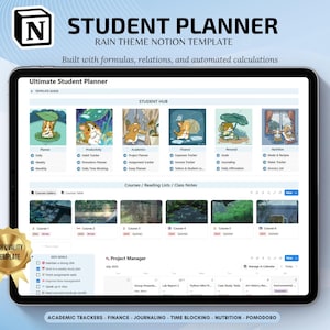 Notion Template Student Planner Academic Planner School Planner Notion Assignment Tracker College Planner Essay Planner notion adhd planner