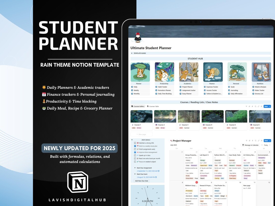 Student Planner Notion Template Academic Study Planner, Student Notion ...