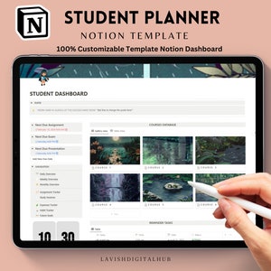 Student Planner for Notion, Notion Dashboard, Notion Template 100% Customizable, Digital Planner, Notion Study Planner, College Planner