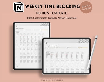 Timeboxing Planner for weekly Schedule, Productivity and Time Management with Notion Dashboard, Aesthetic To-Do List Template, Time blocking