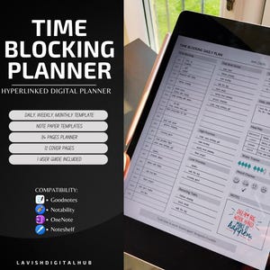 Time Blocking Digital Planner for daily weekly monthly schedule, Time management To-Do List Templates for iPad & Android, Timeboxing Planner