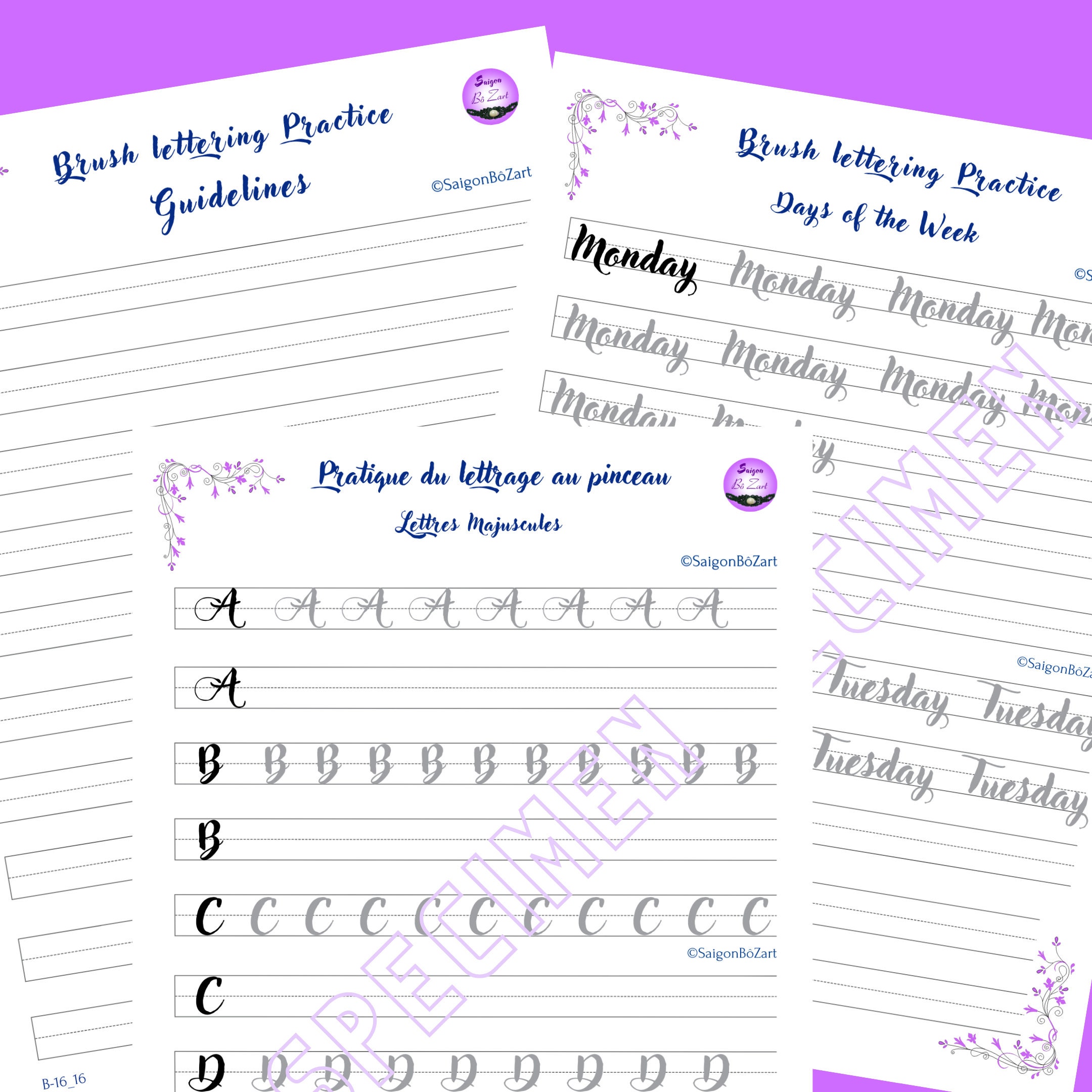 Modern Calligraphy Workbook | Brush Calligraphy Practice Worksheets ...