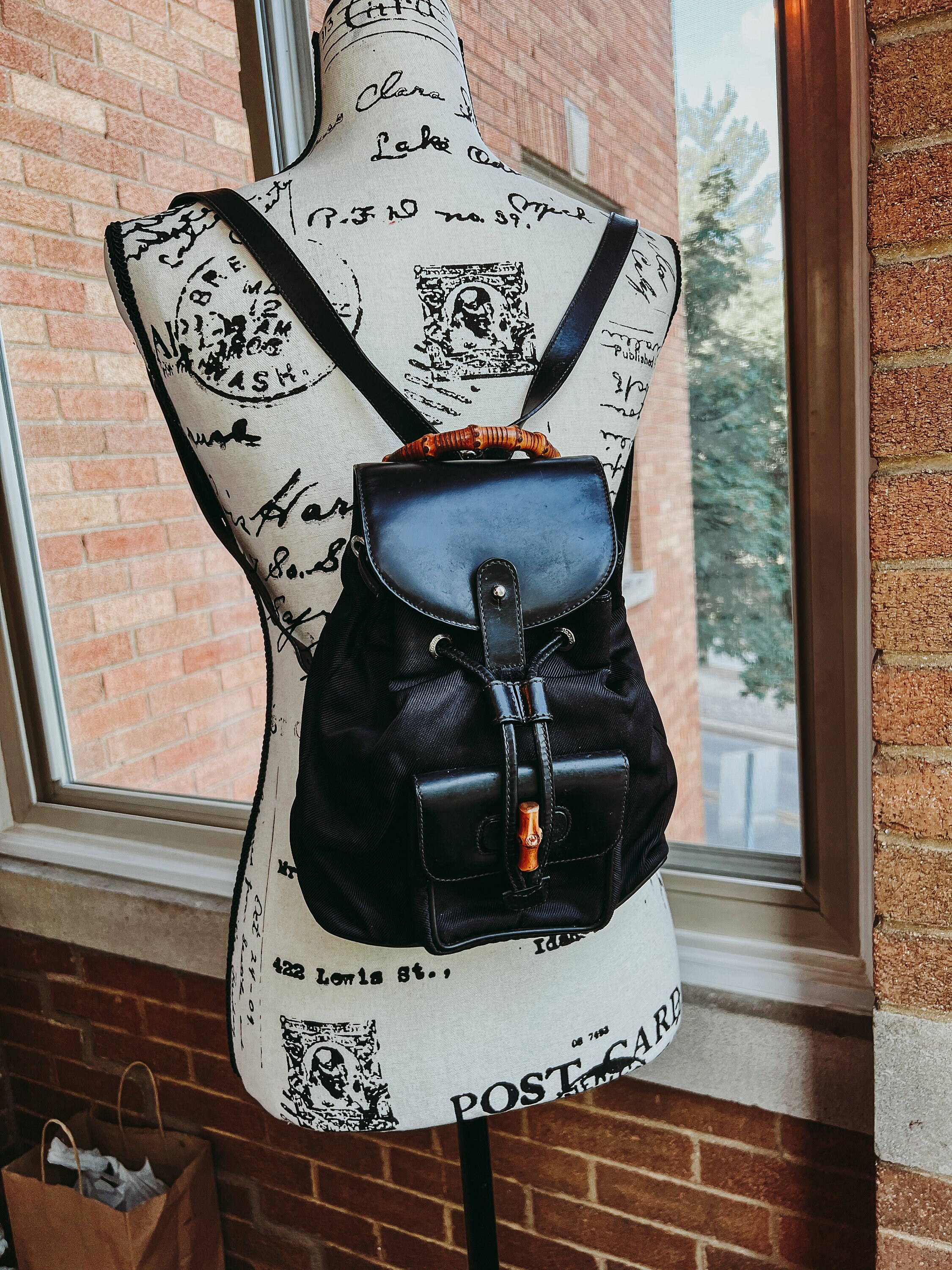 Gucci bamboo backpack vintage sale