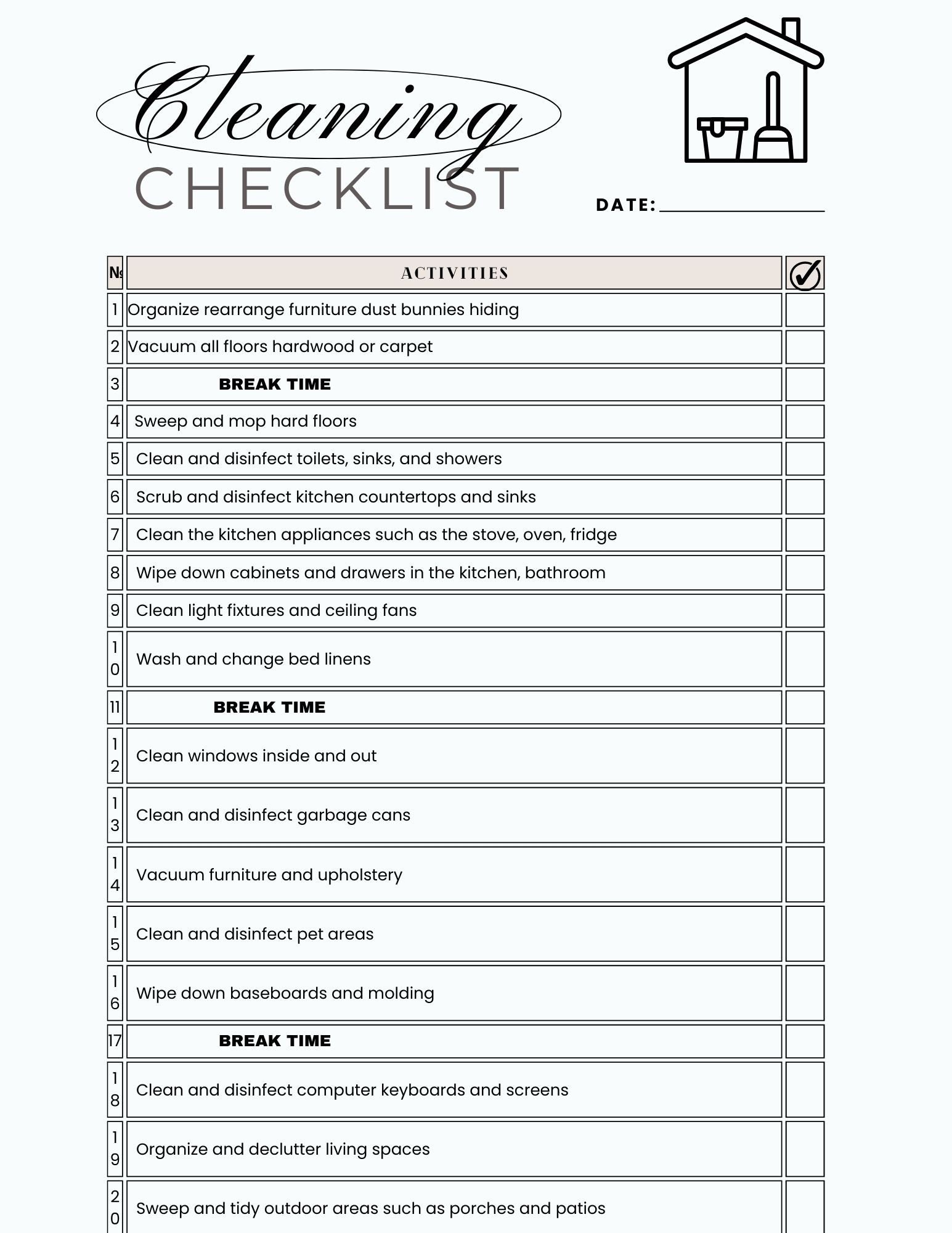 Cleaning Checklist - Etsy