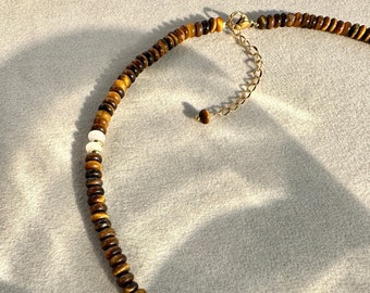 Tiger eye Beaded Necklace,Gemstone Necklace,Beaded Necklace,Gifts for Wife,Statement Necklace,Boho necklace,Natural Stone Necklace