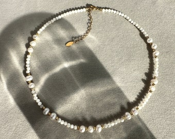 Pearl Beaded Necklace,Choker Necklace,Dainty Beaded Necklace,White Pearl Necklace,Boho Necklace,Gifts for Mom,Mother's Day Gift,