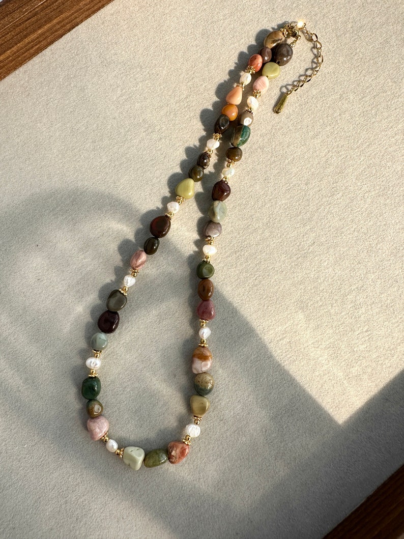 Gemstone Beaded Necklace,Natural Stone Necklace,Personalized Gifts,Choker Necklace,Gifts for Girlfriend,Dainty Beaded Necklace, zdjęcie 9