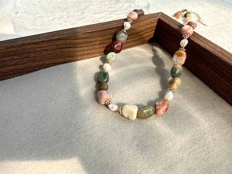 Gemstone Beaded Necklace,Natural Stone Necklace,Personalized Gifts,Choker Necklace,Gifts for Girlfriend,Dainty Beaded Necklace, zdjęcie 8
