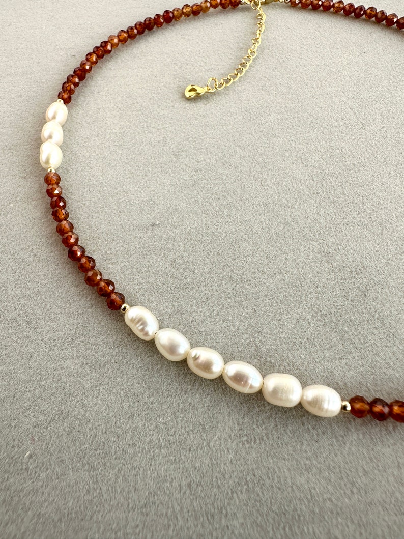 Pearl Gemstone Necklace,natural Stone Necklace,dainty Brown Beaded ...