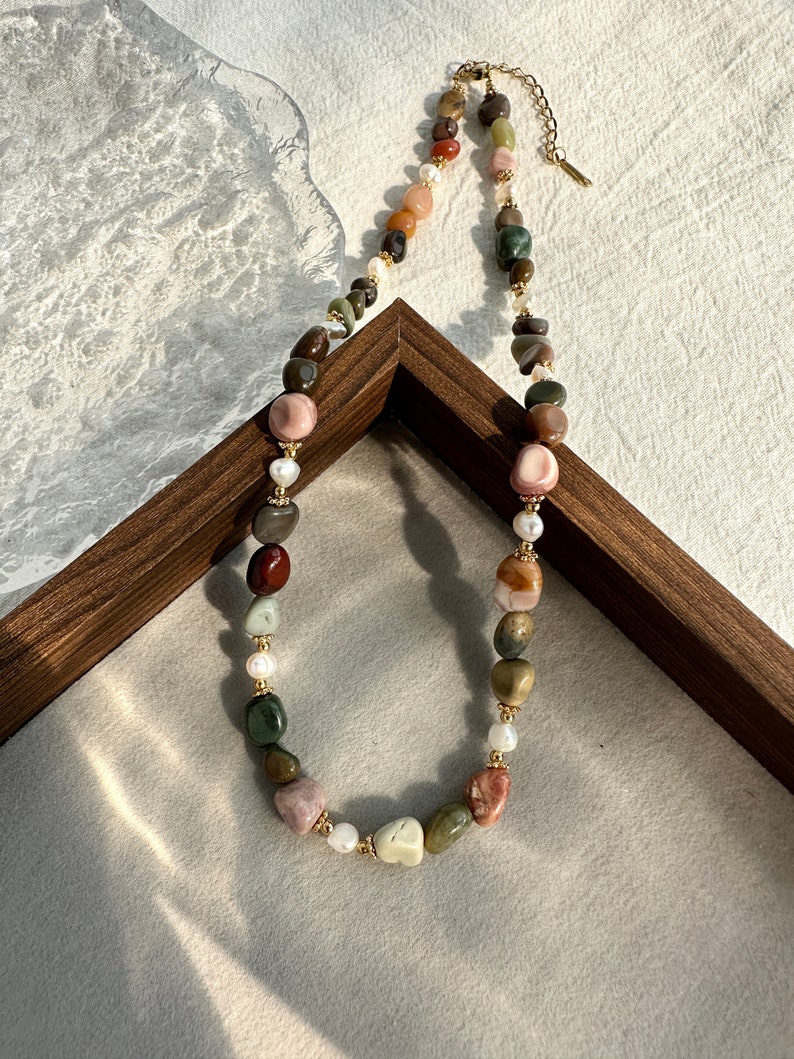 Gemstone Beaded Necklace,Natural Stone Necklace,Personalized Gifts,Choker Necklace,Gifts for Girlfriend,Dainty Beaded Necklace, zdjęcie 3