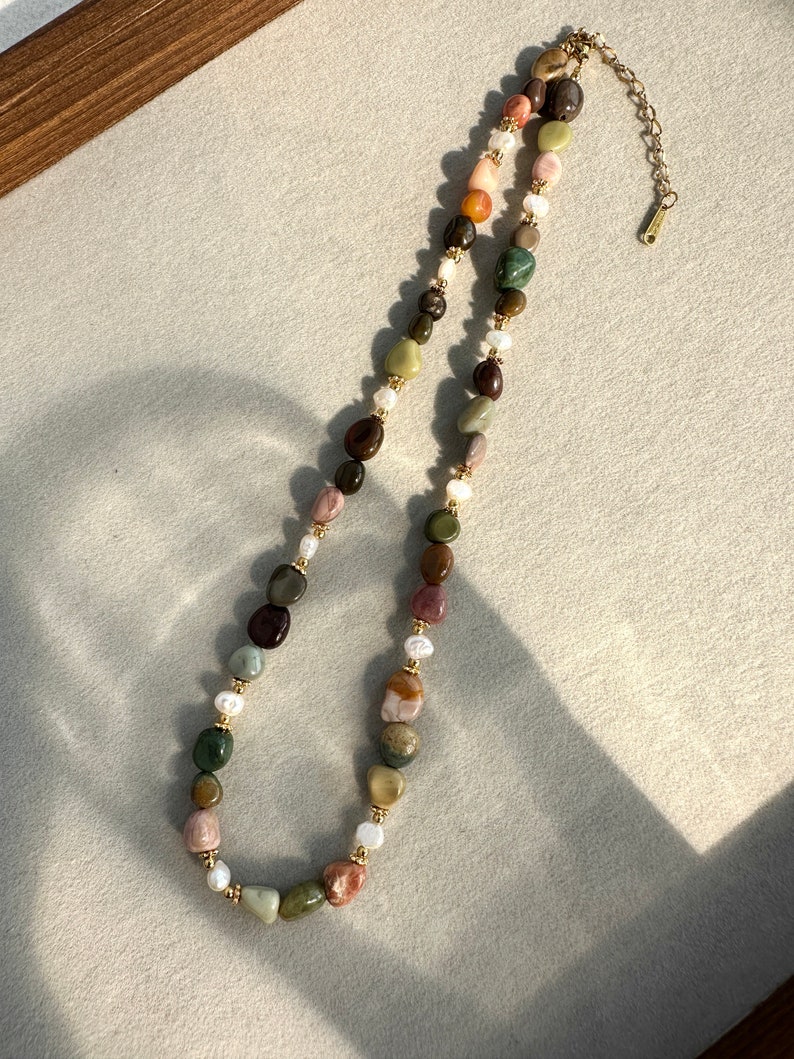 Gemstone Beaded Necklace,Natural Stone Necklace,Personalized Gifts,Choker Necklace,Gifts for Girlfriend,Dainty Beaded Necklace, zdjęcie 2