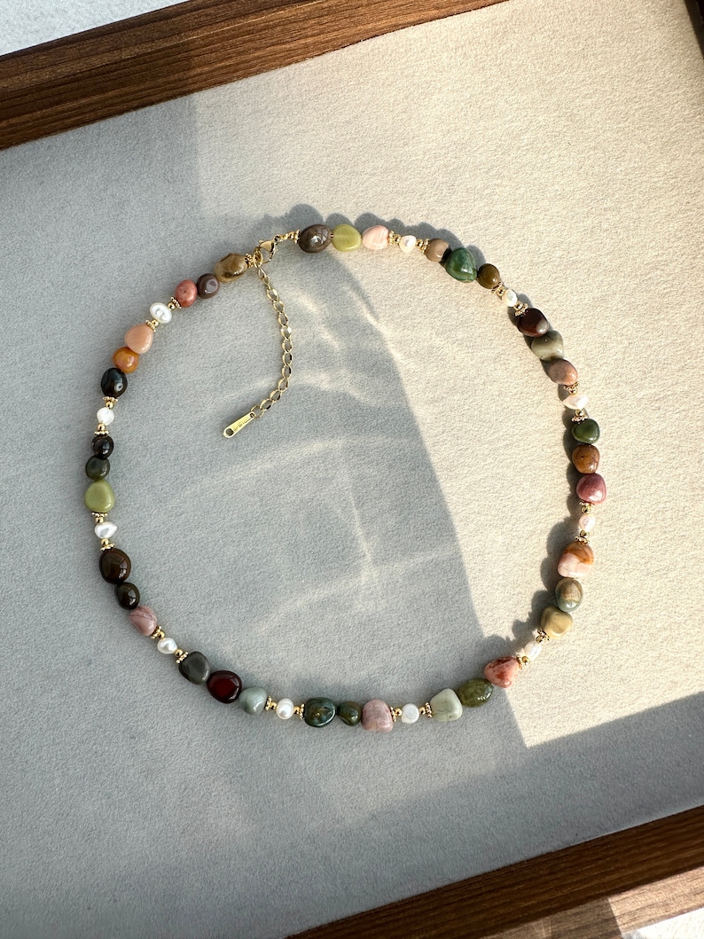 Gemstone Beaded Necklace,Natural Stone Necklace,Personalized Gifts,Choker Necklace,Gifts for Girlfriend,Dainty Beaded Necklace, zdjęcie 5