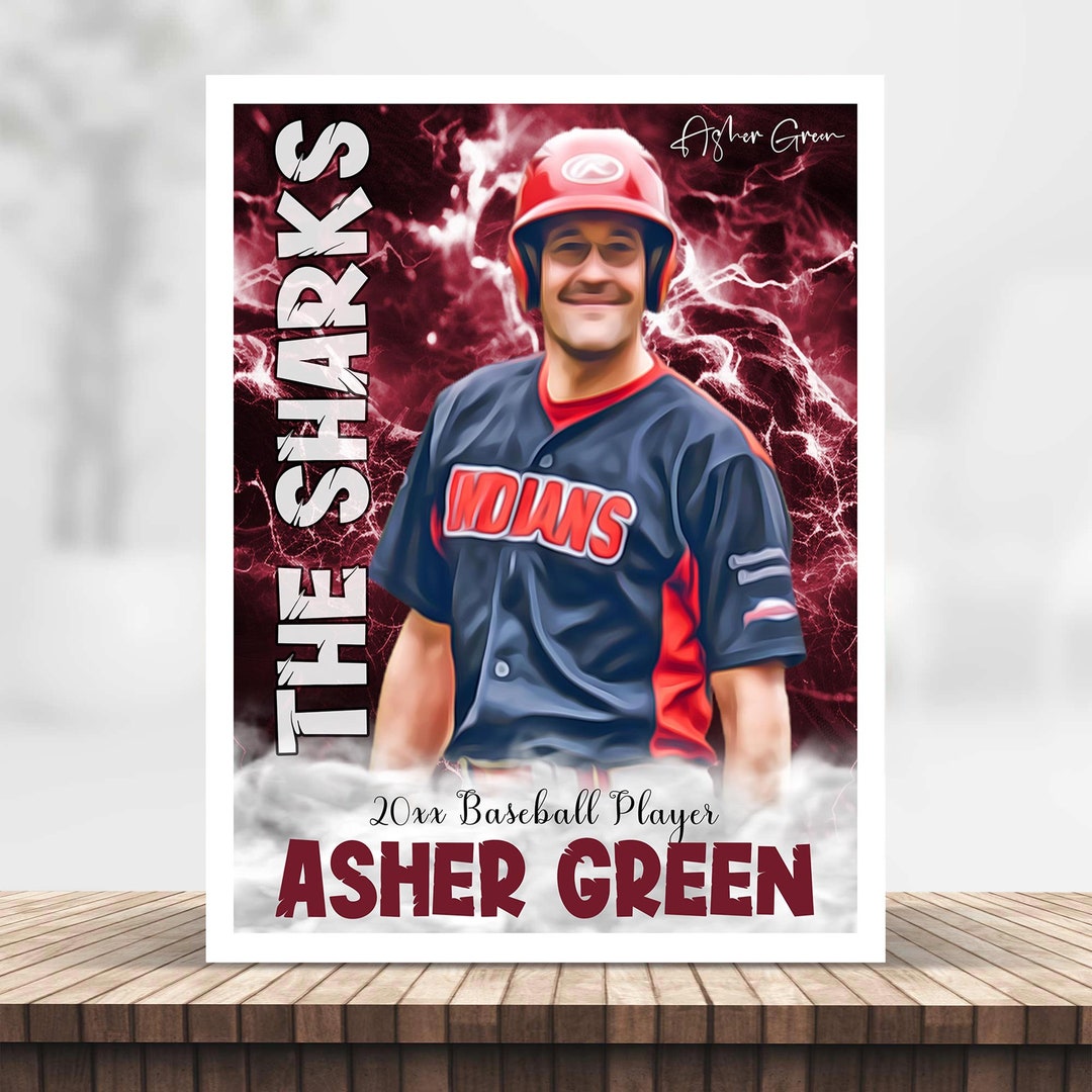 DIY Sports Card Template, Custom Photo Banner, Sports Poster Photoshop