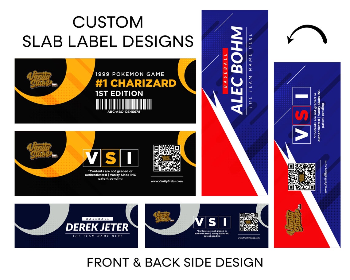 Editable Label Design for Treading Card Holder, Trading Card Slab Label