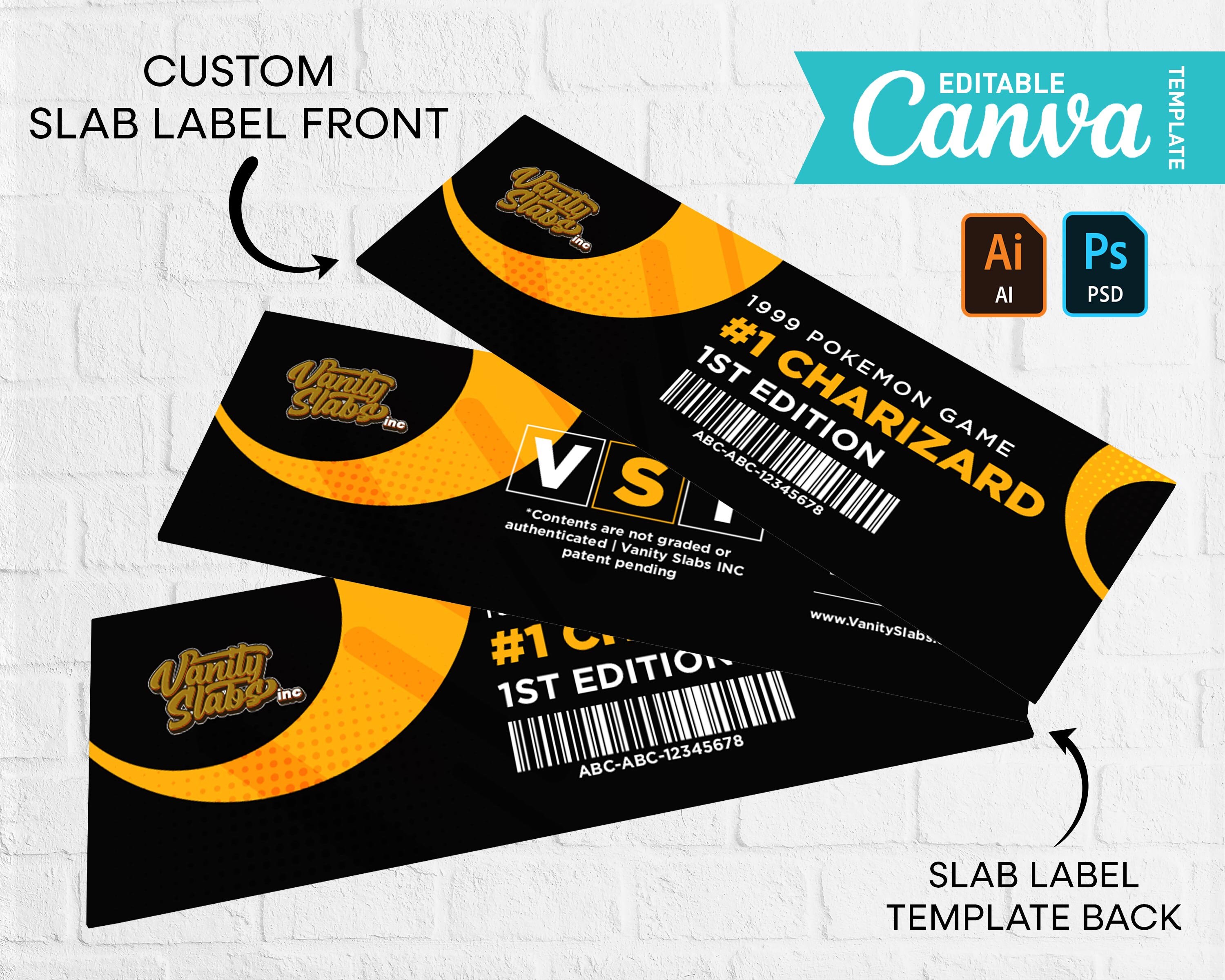 DIY Label Design for Treading Card Holder, Trading Card Slab Label