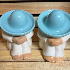 Vintage Mexican Sleeping Sombrero Man and Woman Pair Folk Art Pottery