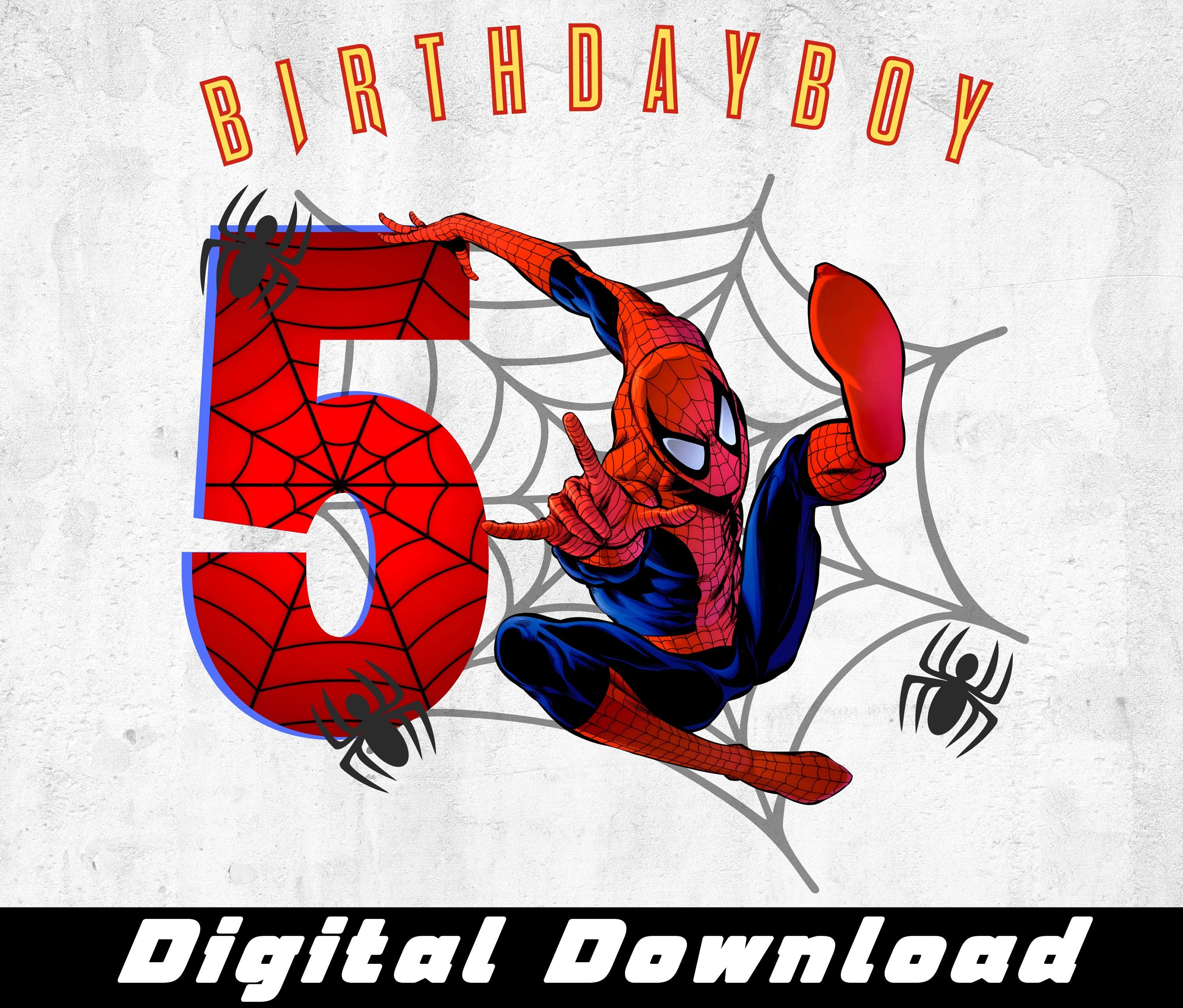 Spiderman Birthday Boy PNG 5th Birthday PNG - Etsy