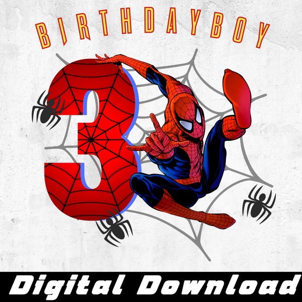 Spiderman Birthday Boy PNG | 3rd Birthday PNG