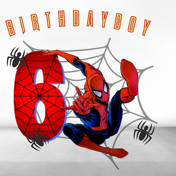 Spiderman Birthday Boy PNG | 6th Birthday PNG