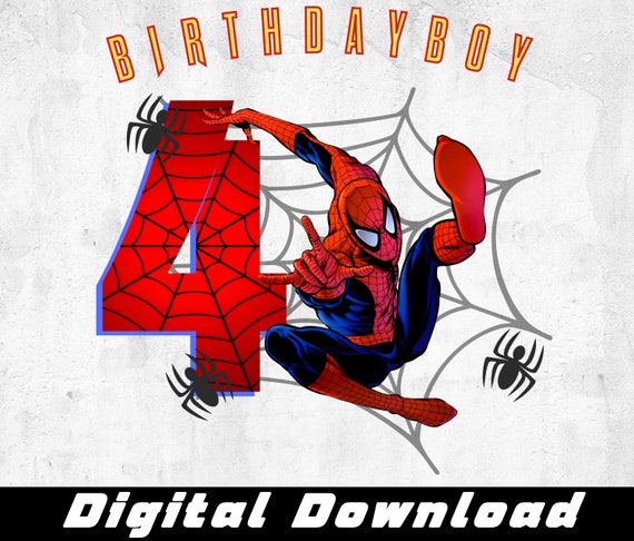 Spiderman Birthday Boy PNG 4th Birthday PNG - Etsy