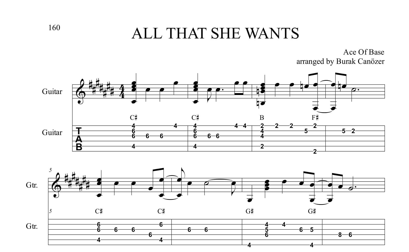 All That She Wants Fingerstyle Guitar Tabs Etsy