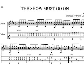 The Show Must Go On! Fingerstyle Guitar Tabs - Etsy