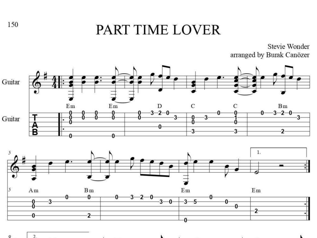 Fingerstyle Guitar 誌 Part Time Lover! Fingerstyle Guitar Tabs - Etsy