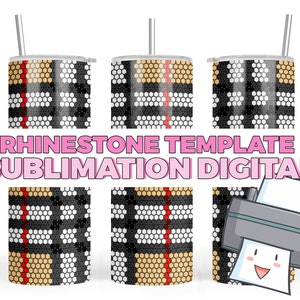 Val geruite digitale sublimatie afdrukbare vinyl wrap bestand 20oz mager strass honingraat sjabloon patroon SS20