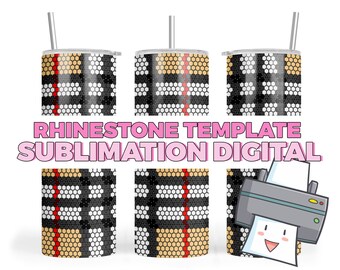 Fall Plaid Digital Sublimation Printable Vinyl Wrap File 20oz Skinny Rhinestone Honeycomb Template Pattern SS20