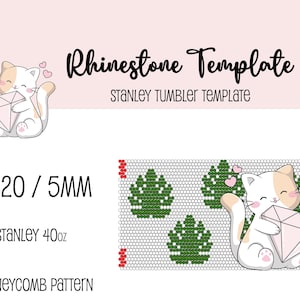 Stanley 40oz Monstera Leaves Rhinestone Honeycomb Template Pattern SS20
