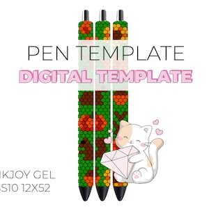 Modello digitale con strass foglie scoiattolo autunnale ghianda Inkjoy Gel SS10 12x52
