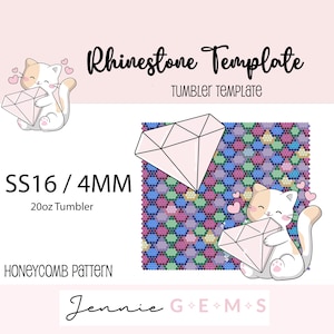 SS16 20oz Mermaid Scales Rhinestone Honeycomb Template Pattern For Tumblers  SS16/4mm 61x62