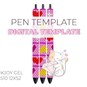 Heart and Stars Rhinestone Digital Template Inkjoy Gel SS10 12x52