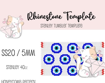Stanley 40oz Evil Eye Rhinestone Honeycomb Template Pattern SS20
