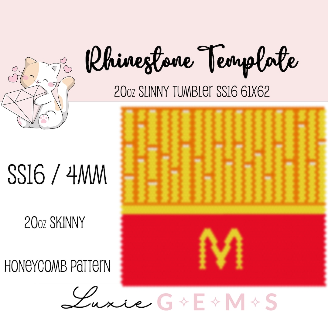 SS16 20oz French Fries Rhinestone Honeycomb Template Pattern for ...
