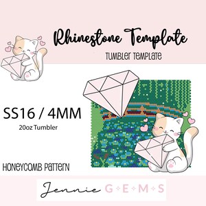 SS16 20oz Monet Pond Rhinestone Honeycomb Template Pattern For Tumblers  SS16/4mm 61x62