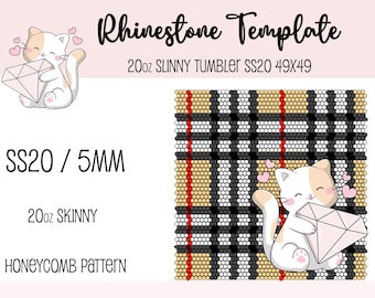 20oz Plaid Designer Rhinestone Honeycomb Template Pattern For Tumblers 20oz SS20/5mm 49x49