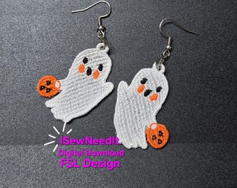 Pendientes de fantasma con cubo – Diseño de bordado de encaje independiente (Descarga digital)